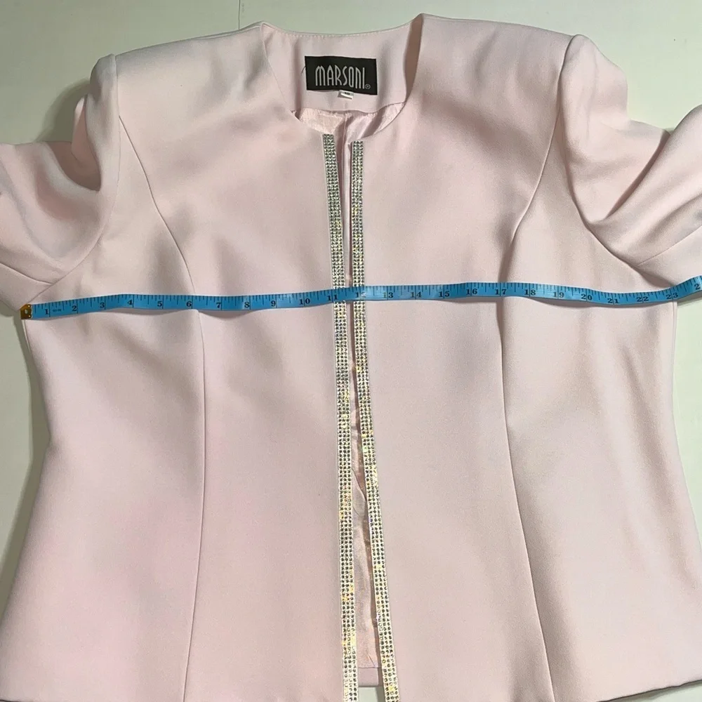 Marsoni Elegant Light Pink Skirt Suit with Silver Accents size 18 - Picture 4 of 10